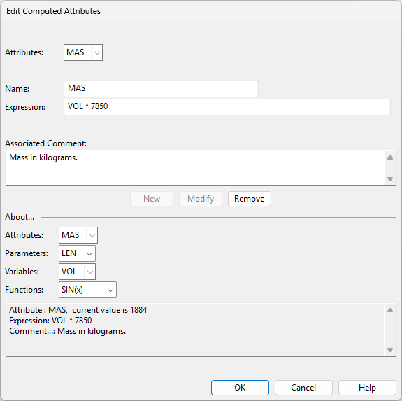 Edit Computed Attributes dialog